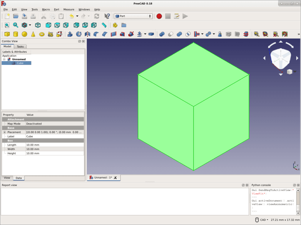 Моделювання частин Freecad