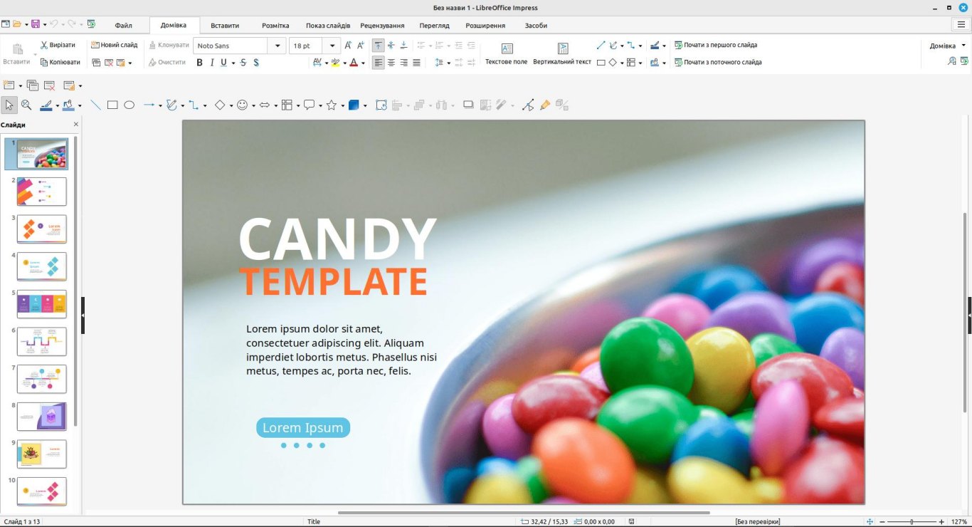 робота з текстом Libre Office Impress